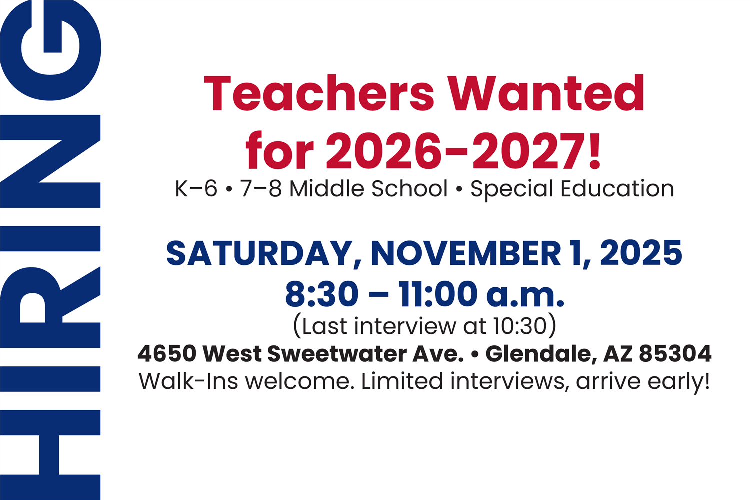 WESD November 1, 2025 Teacher Interview Fair graphic